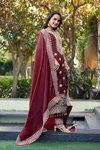 SR 1698 Pure Gmy Silk With Heavy Embroidery Work Top With Bottom Dupatta Exporters In India
